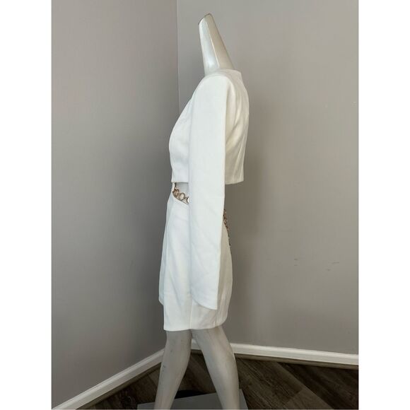 NWT MISHA Questa Chain Mini Dress in Ivory Size M $395 - Picture 5 of 10